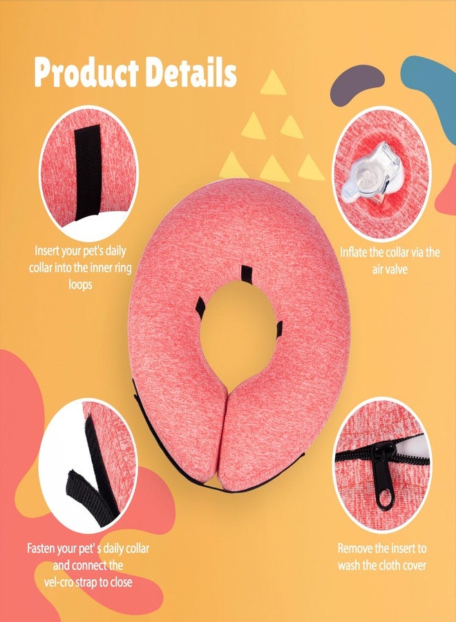 BIGANT Big Ant Protective Inflatable Collar for Dogs and Cats, Dog Neck Donut Collar, Soft Cone for Dogs After Surgery, Soft Pet Recovery Collar Dog Cone Collar Does Not Block Vision E-Collar (Large, Pink) - Image 4